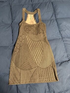 Free People Brown Textured Mini Dress